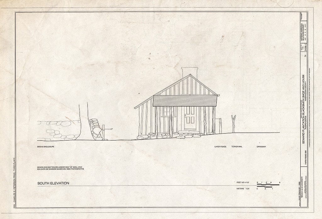Blueprint HABS TEX,239-INDEP,9C- (Sheet 4 of 5) - Seward Plantation, Blacksmith's Shop & House, Farm Road 390, Independence, Washington County, TX