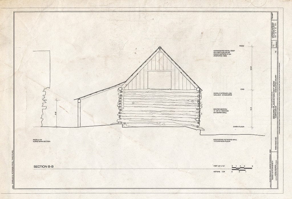 Blueprint HABS TEX,239-INDEP,9D- (Sheet 3 of 6) - Seward Plantation, Hay Mow, Farm Road 390, Independence, Washington County, TX