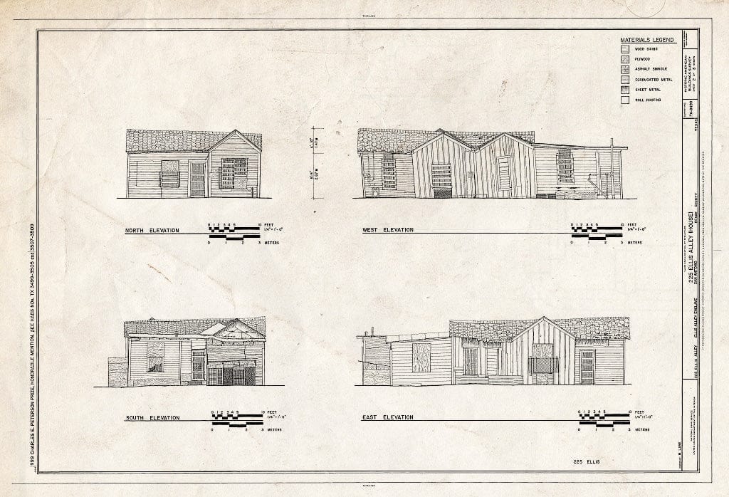 Blueprint HABS TEX,15-SANT,57- (Sheet 2 of 3) - 225 Ellis Alley (House), San Antonio, Bexar County, TX