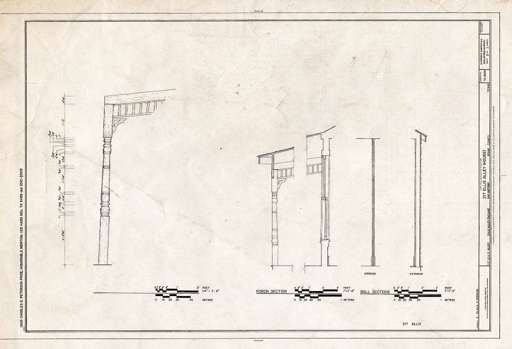 Blueprint HABS TEX,15-SANT,56- (Sheet 3 of 3) - 217 Ellis Alley (House), San Antonio, Bexar County, TX