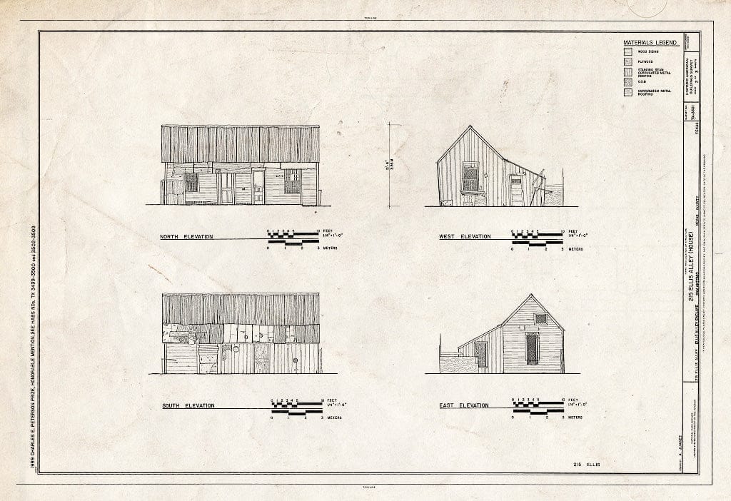 Blueprint HABS TEX,15-SANT,55- (Sheet 2 of 3) - 215 Ellis Alley (House), San Antonio, Bexar County, TX