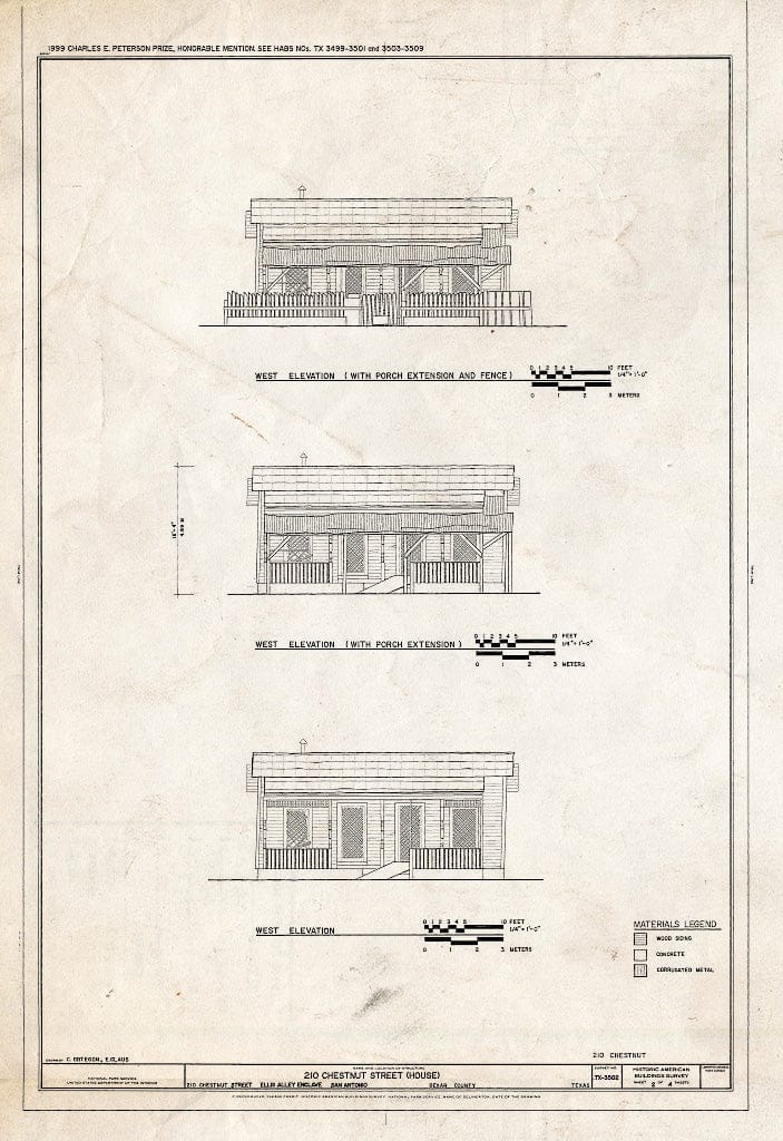 Blueprint HABS TEX,15-SANT,51- (Sheet 2 of 4) - 210 Chestnut Street (House), 210 Chestnut Street, San Antonio, Bexar County, TX