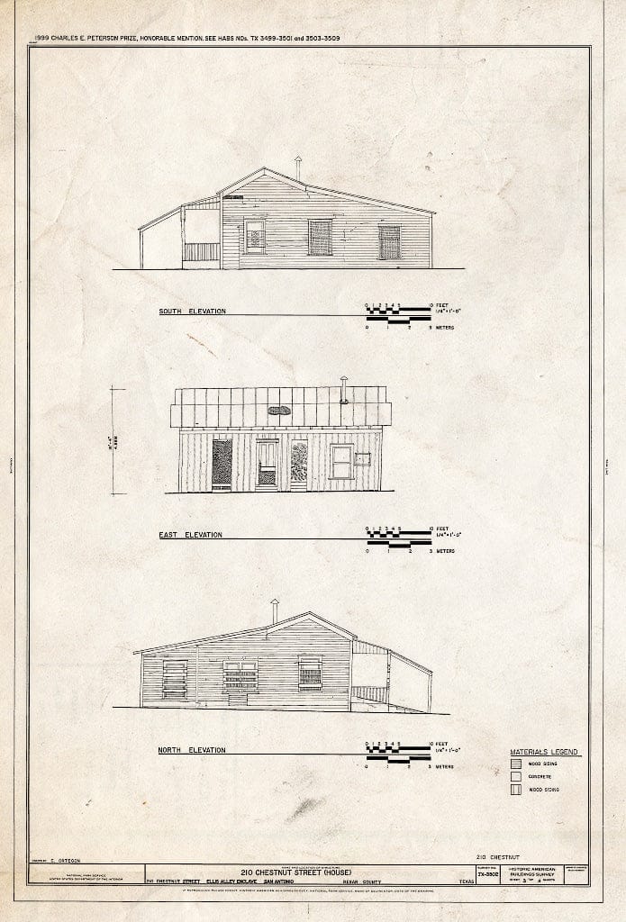 Blueprint HABS TEX,15-SANT,51- (Sheet 3 of 4) - 210 Chestnut Street (House), 210 Chestnut Street, San Antonio, Bexar County, TX