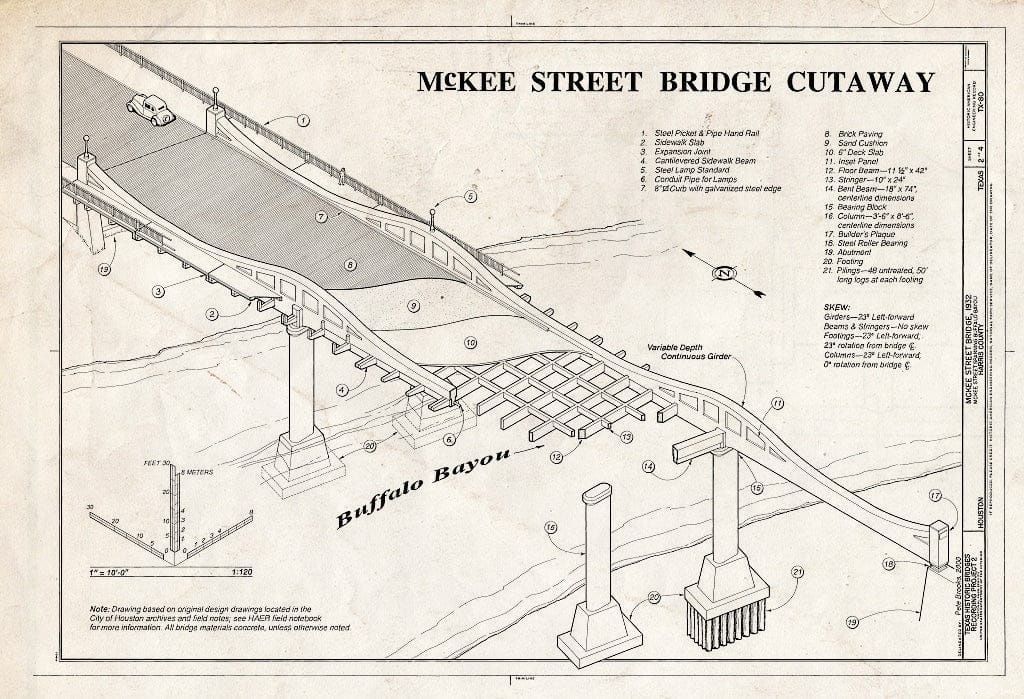 Blueprint HAER TX,101-HOUT,8- (Sheet 2 of 4) - McKee Street Bridge, Spanning Buffalo Bayou, Houston, Harris County, TX
