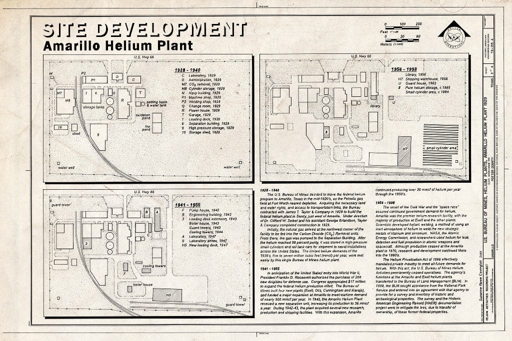 Blueprint Site Development - U.S. Bureau of Mines, Helium Plants, Amarillo Helium Plant, 10001 Interchange 552, Amarillo, Potter County, TX