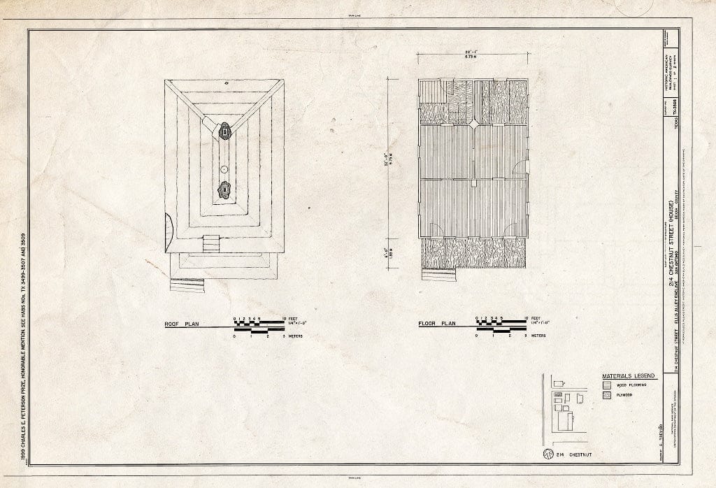 Blueprint HABS TEX,15-SANT,53- (Sheet 1 of 2) - 214 Chestnut Street (House), San Antonio, Bexar County, TX
