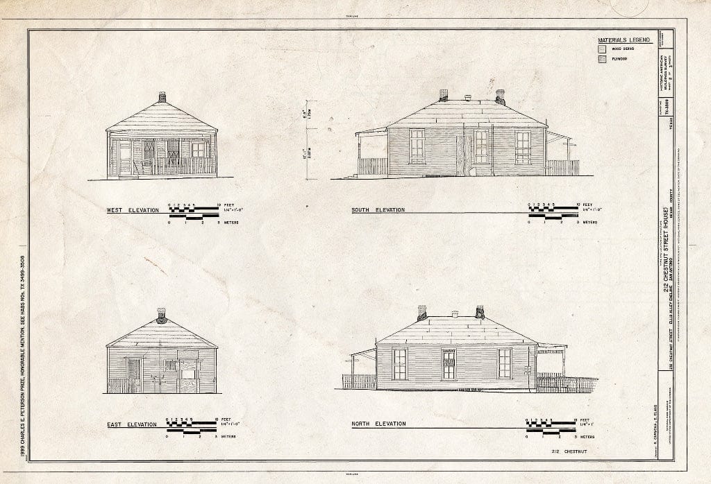 Blueprint HABS TEX,15-SANT,52- (Sheet 2 of 3) - 212 Chestnut Street (House), San Antonio, Bexar County, TX