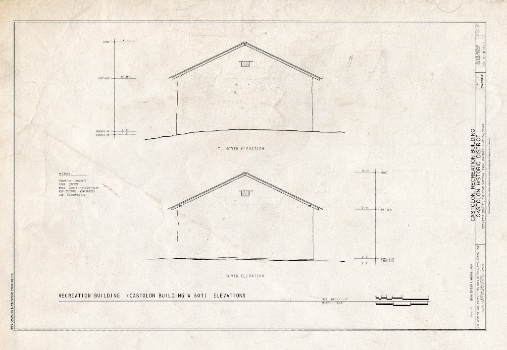 Blueprint HABS TEX,22-CAST,3E- (Sheet 4 of 8) - Castolon, Recreation Building, Route 5, Castolon, Brewster County, TX