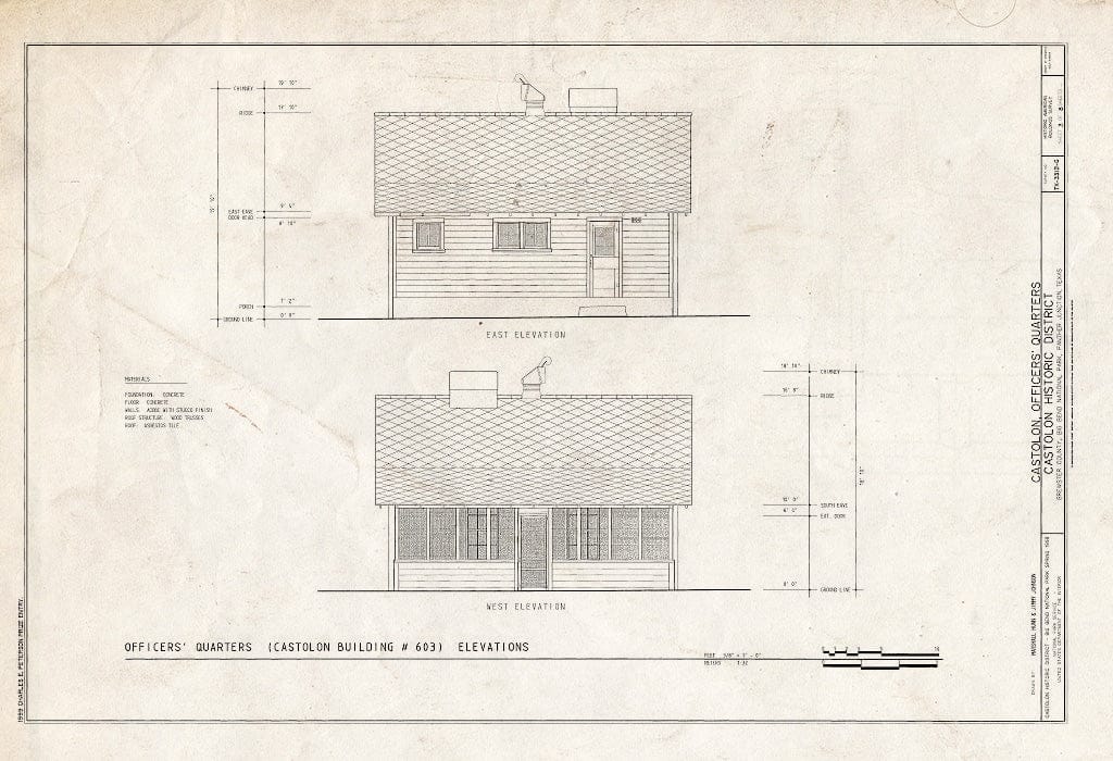 Blueprint HABS TEX,22-CAST,3G- (Sheet 3 of 8) - Castolon, Officers' Quarters, Route 5, Castolon, Brewster County, TX
