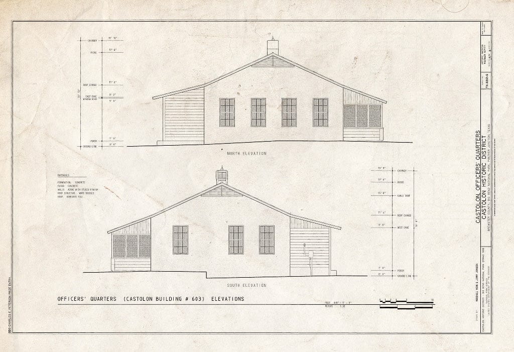 Blueprint HABS TEX,22-CAST,3G- (Sheet 4 of 8) - Castolon, Officers' Quarters, Route 5, Castolon, Brewster County, TX