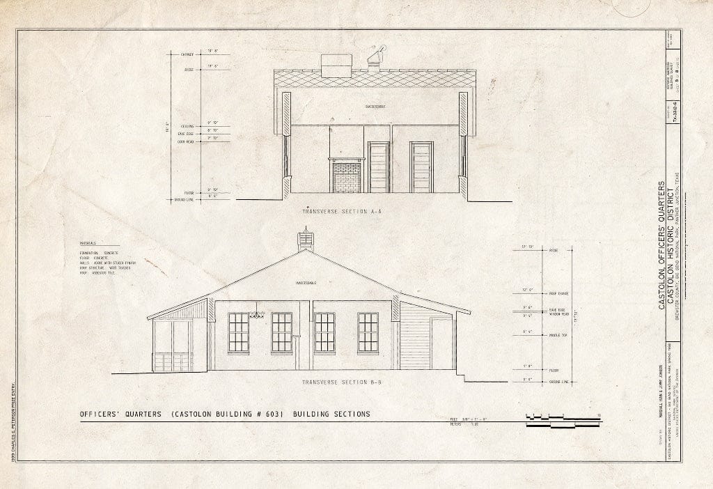 Blueprint HABS TEX,22-CAST,3G- (Sheet 5 of 8) - Castolon, Officers' Quarters, Route 5, Castolon, Brewster County, TX