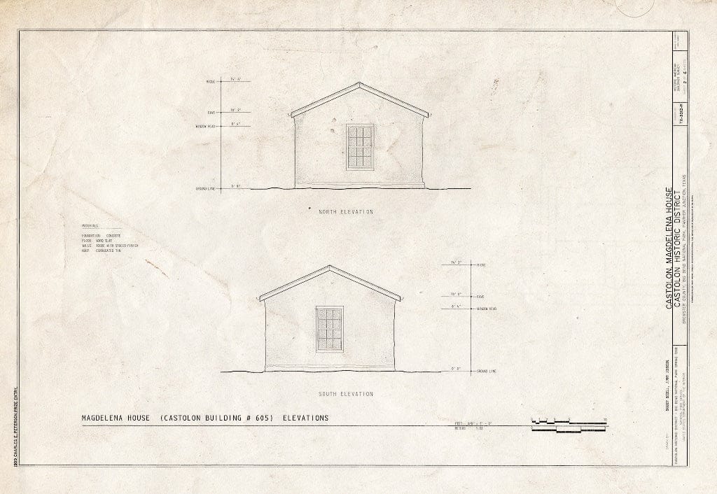 Blueprint HABS TEX,22-CAST,3H- (Sheet 2 of 6) - Castolon, Magdelena House, Route 5, Castolon, Brewster County, TX