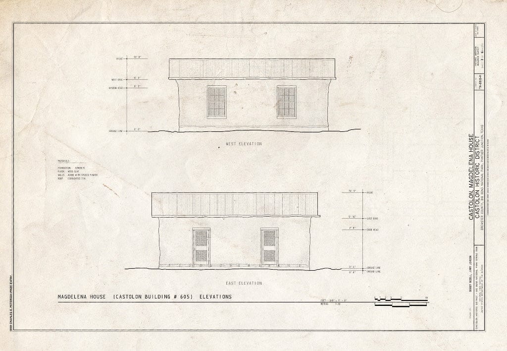 Blueprint HABS TEX,22-CAST,3H- (Sheet 3 of 6) - Castolon, Magdelena House, Route 5, Castolon, Brewster County, TX