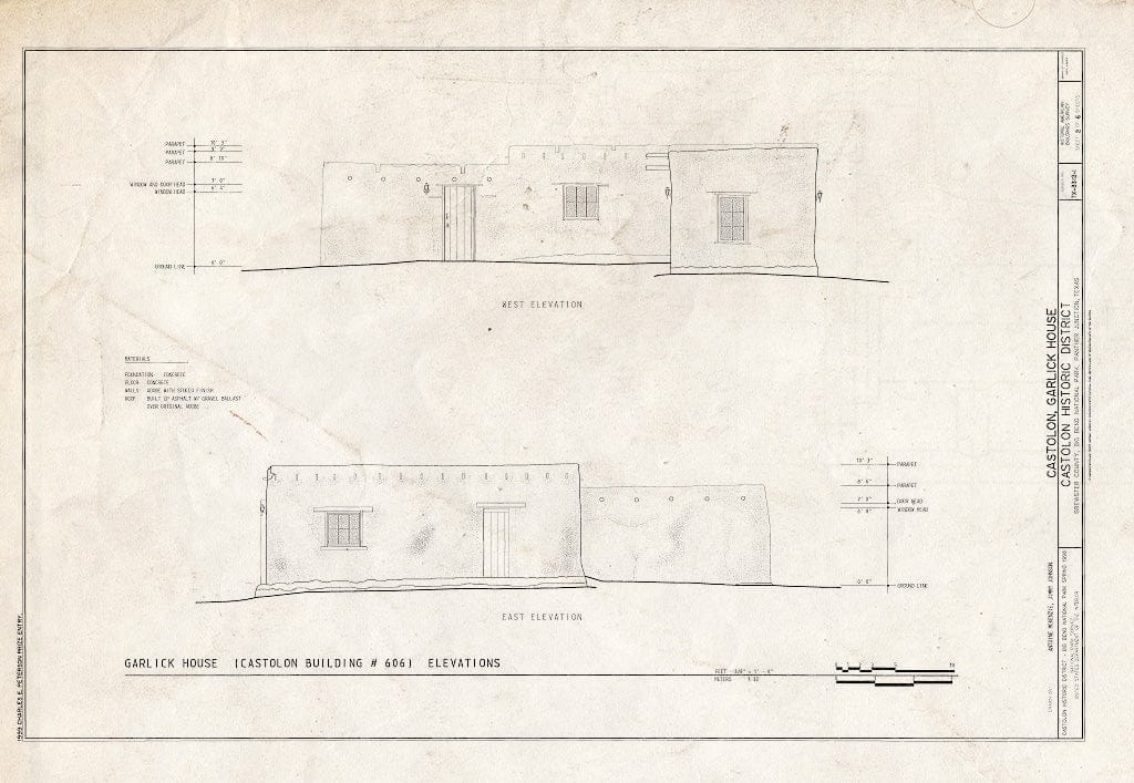 Blueprint HABS TEX,22-CAST,3I- (Sheet 2 of 6) - Castolon, Garlick House, Route 5, Castolon, Brewster County, TX