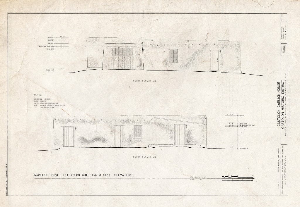 Blueprint HABS TEX,22-CAST,3I- (Sheet 3 of 6) - Castolon, Garlick House, Route 5, Castolon, Brewster County, TX