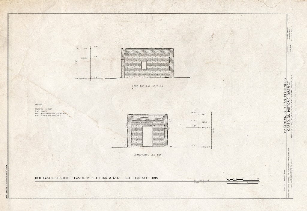 Blueprint HABS TEX,22-CAST,3K- (Sheet 3 of 4) - Castolon, Old Castolon Shed, Route 5, Castolon, Brewster County, TX