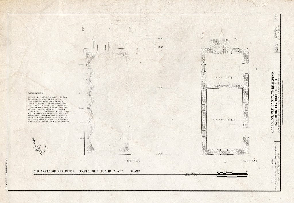 Blueprint HABS TEX,22-CAST,3L- (Sheet 1 of 6) - Castolon, Old Castolon Residence, Route 5, Castolon, Brewster County, TX