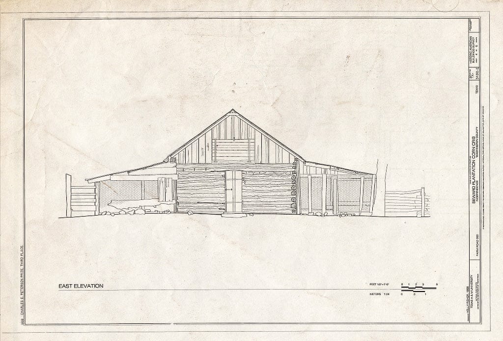 Blueprint HABS TEX,239-INDEP,9E- (Sheet 4 of 6) - Seward Plantation, Corn Crib, Farm Road 390, Independence, Washington County, TX