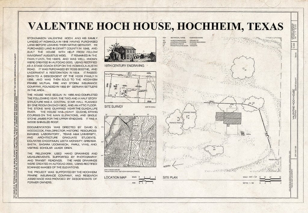 Blueprint HABS TX-3513 (Sheet 1 of 12) - Valentine Hoch House, Near Highway 183, Hochheim, De WITT County, TX