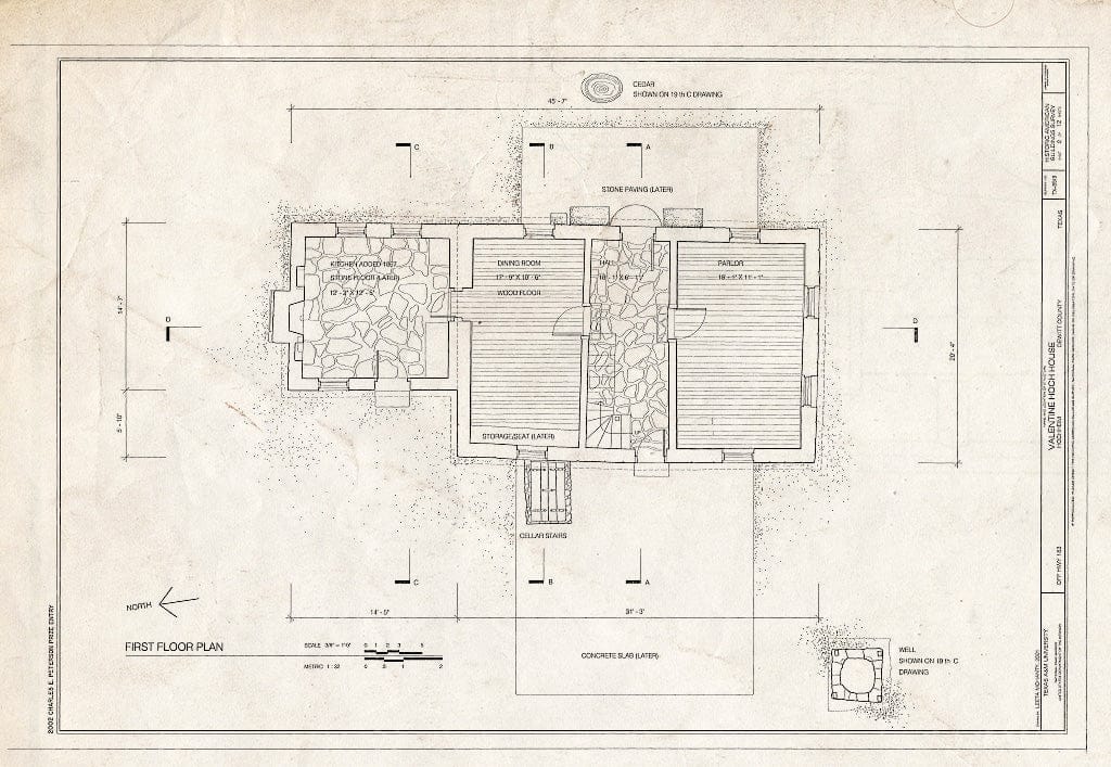Blueprint HABS TX-3513 (Sheet 2 of 12) - Valentine Hoch House, Near Highway 183, Hochheim, De WITT County, TX