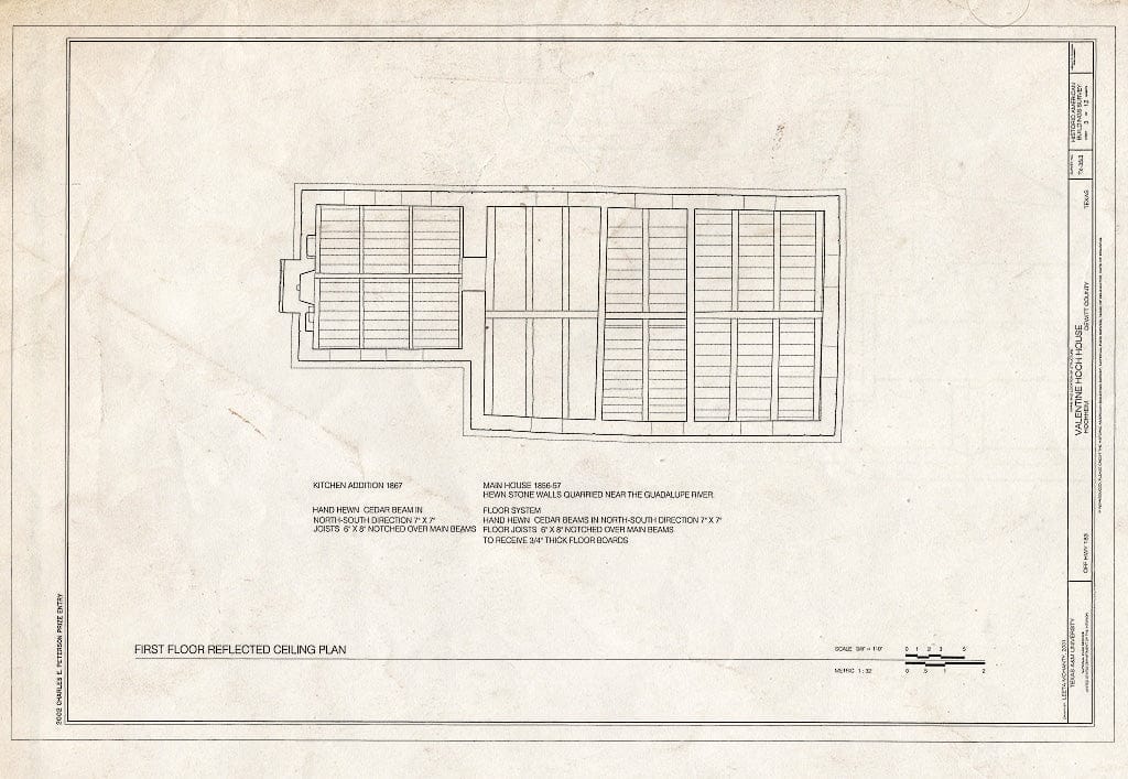 Blueprint HABS TX-3513 (Sheet 3 of 12) - Valentine Hoch House, Near Highway 183, Hochheim, De WITT County, TX
