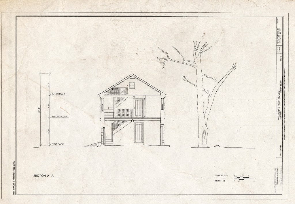 Blueprint HABS TX-3513 (Sheet 10 of 12) - Valentine Hoch House, Near Highway 183, Hochheim, De WITT County, TX
