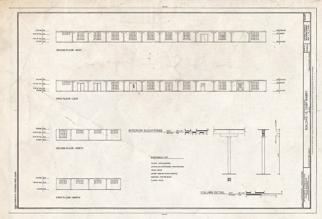 Blueprint HABS TX-3516-A (Sheet 7 of 12) - Camp Mabry, Building No. 15, 2200 West Thirty-Fifth Street, Austin, Travis County, TX
