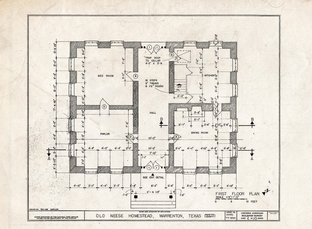 Blueprint HABS TX-3520 (Sheet 2 of 10) - Old Neese Homestead, Warrenton, Fayette County, TX