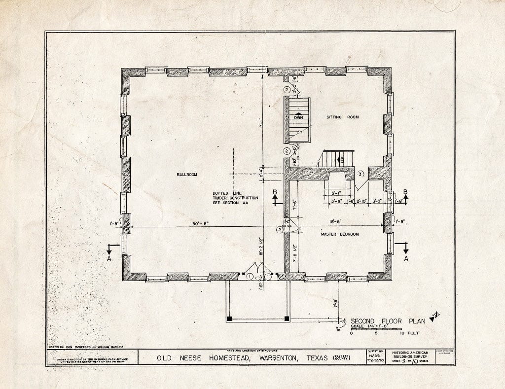 Blueprint HABS TX-3520 (Sheet 3 of 10) - Old Neese Homestead, Warrenton, Fayette County, TX