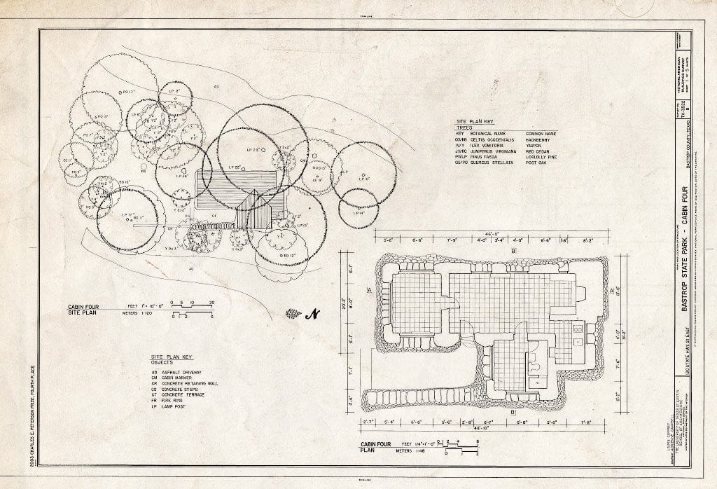 Blueprint HABS TX-3522-B (Sheet 1 of 5) - Bastrop State Park, Cabin No. 4, Bastrop, Bastrop County, TX