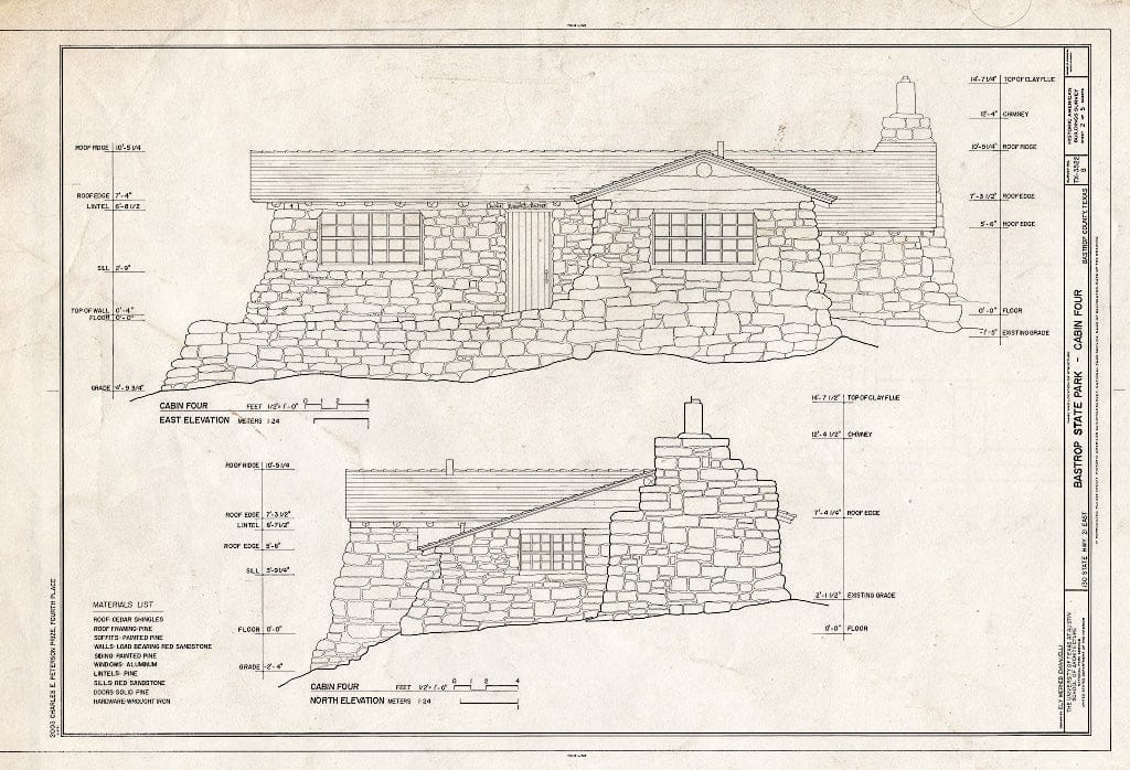 Blueprint HABS TX-3522-B (Sheet 2 of 5) - Bastrop State Park, Cabin No. 4, Bastrop, Bastrop County, TX