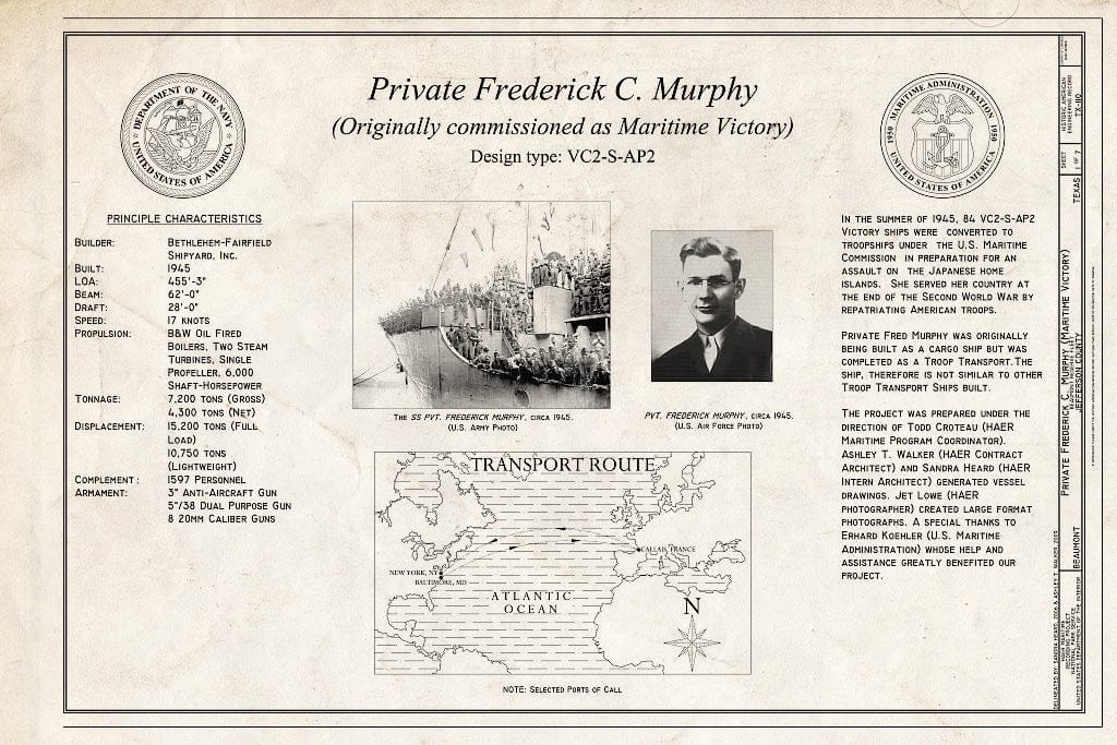 Blueprint Title Sheet - Maritime Victory, Beaumont Reserve Fleet, Neches River, Beaumont, Jefferson County, TX