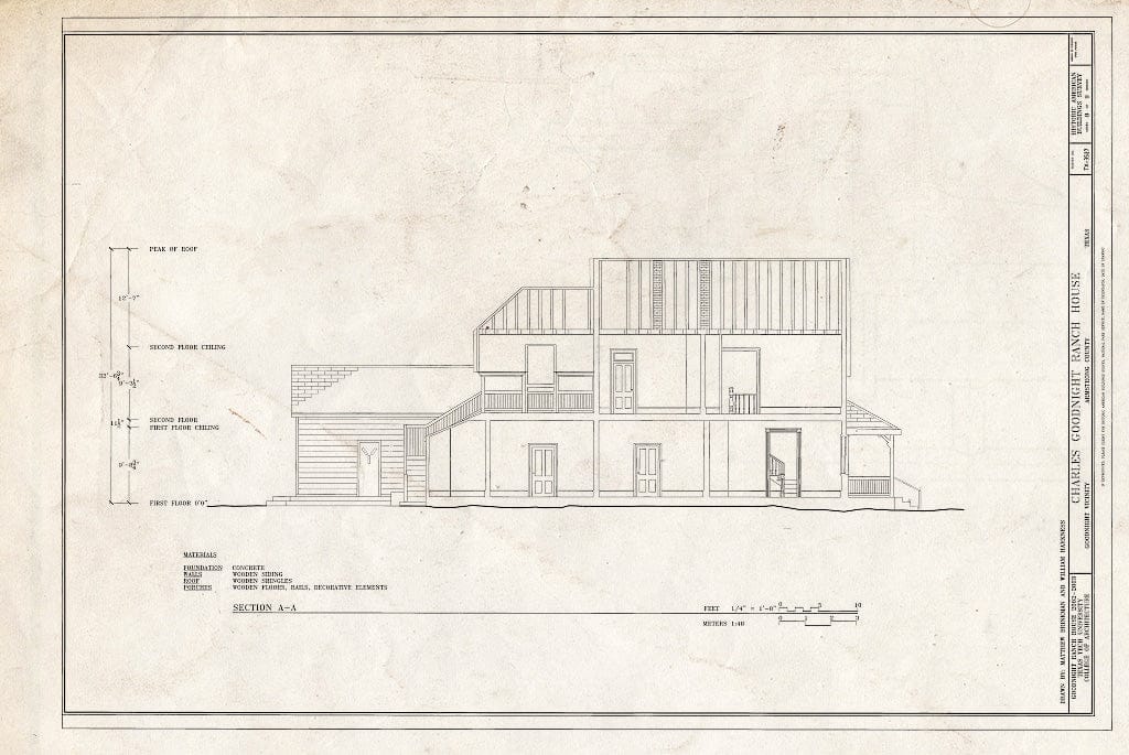Blueprint Section - Charles Goodnight Ranch House, Goodnight, Armstrong County, TX