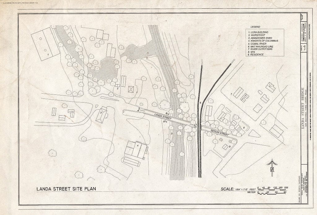 Blueprint Site Plan - Landa Street Bridge, Landa Street, New Braunfels, Comal County, TX