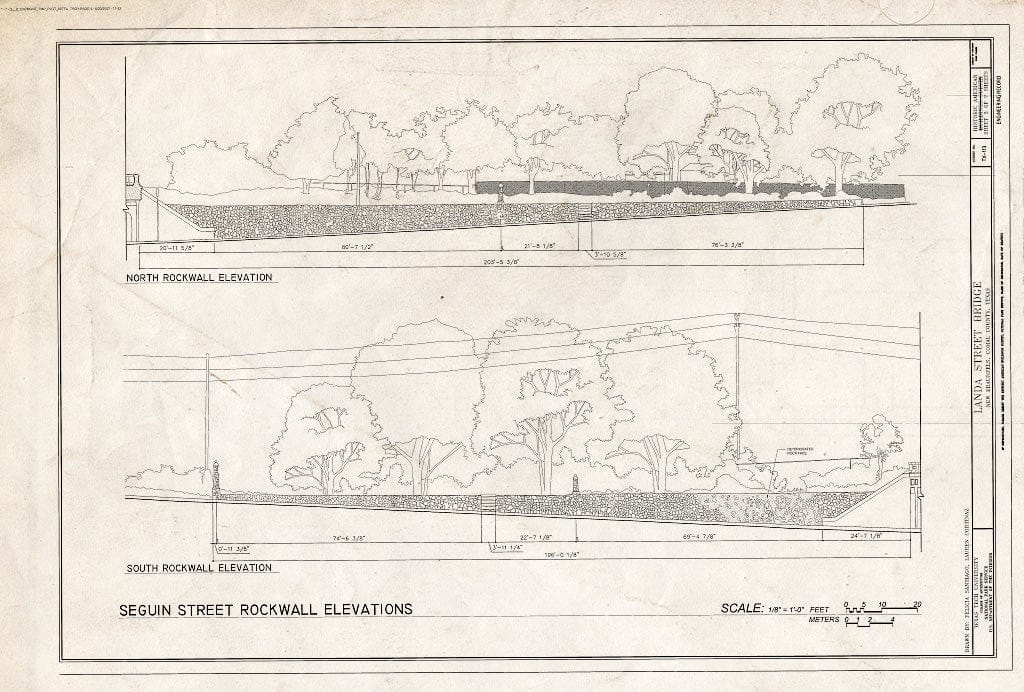 Blueprint Seguin Street Rockwall Elevations - Landa Street Bridge, Landa Street, New Braunfels, Comal County, TX