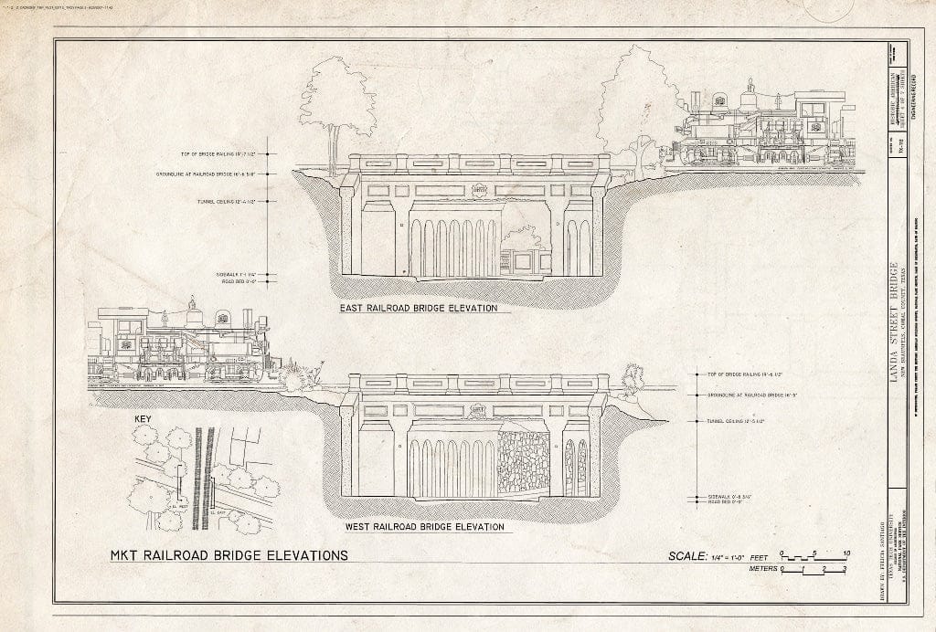 Blueprint MKT Railroad Bridge Elevations - Landa Street Bridge, Landa Street, New Braunfels, Comal County, TX