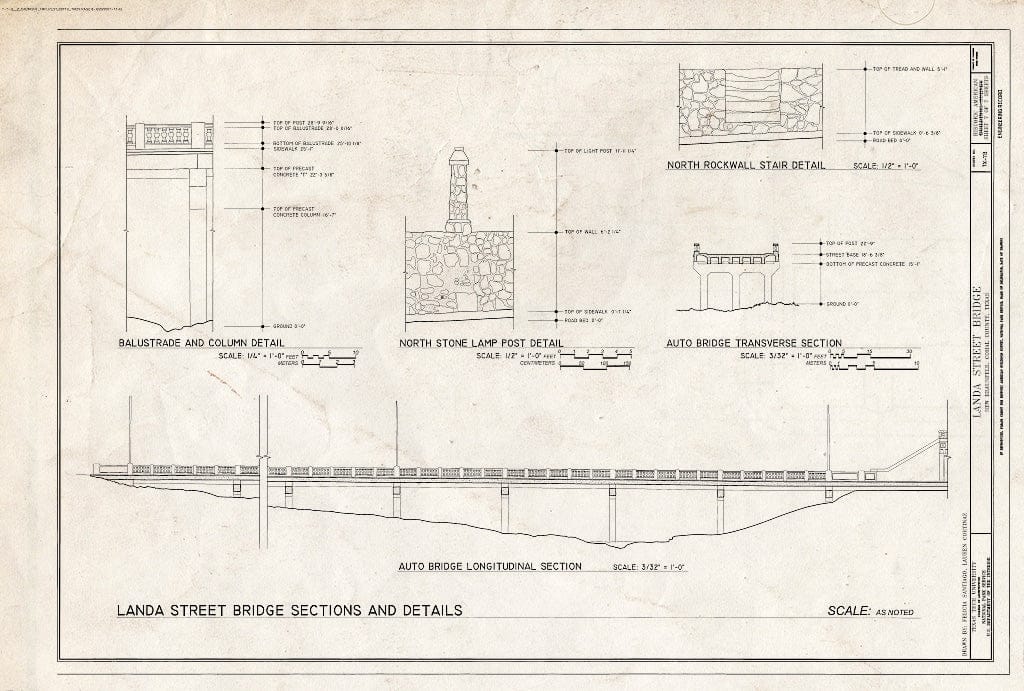 Blueprint Landa Street Bridge Sections and Details - Landa Street Bridge, Landa Street, New Braunfels, Comal County, TX