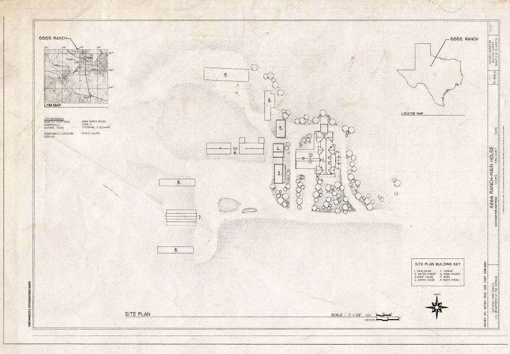 Blueprint Site Plan - 6666 Ranch, Main House, 1102 Dash for Cash Road, Guthrie, King County, TX