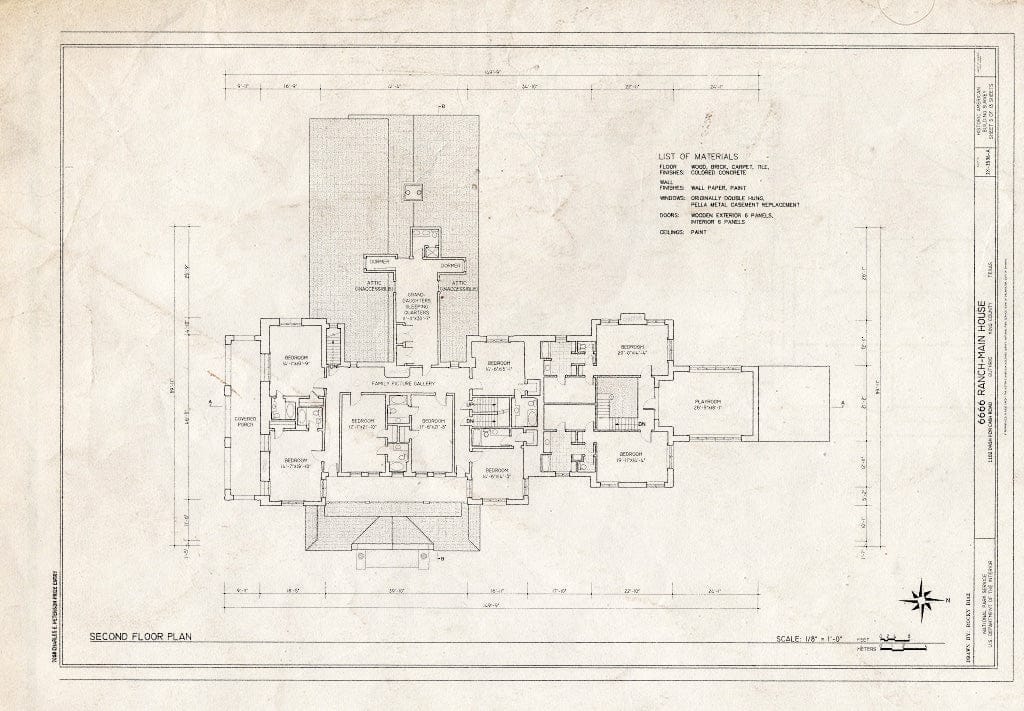 Blueprint Second Floor Plan - 6666 Ranch, Main House, 1102 Dash for Cash Road, Guthrie, King County, TX