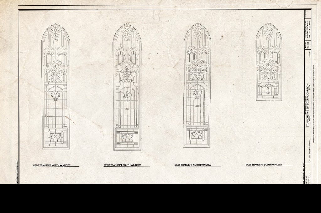 Blueprint Transept Windows - Saint Andrew's Episcopal Church, 217 West Twenty-Sixth Street, Bryan, Brazos County, TX
