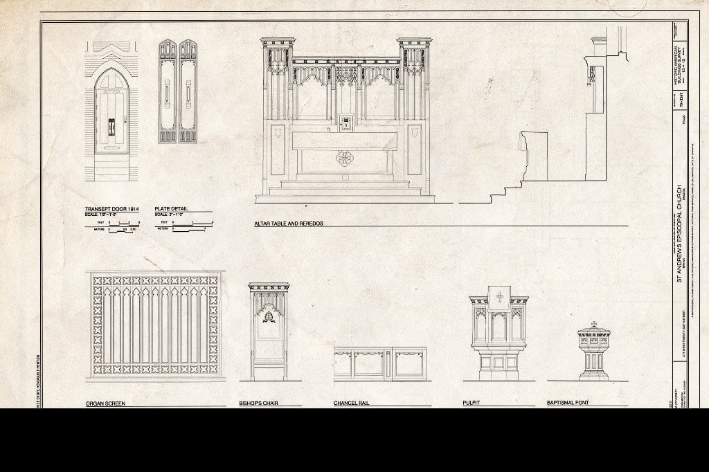 Blueprint Woodwork Details - Saint Andrew's Episcopal Church, 217 West Twenty-Sixth Street, Bryan, Brazos County, TX
