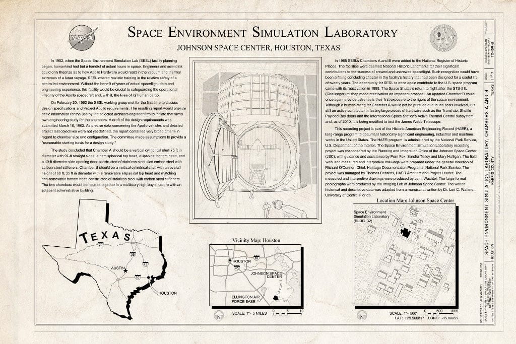 Blueprint Title Sheet - NASA Johnson Space Center, Building No. 32, Space Environment Simulation Laboratory, Chambers A & B, 2101 NASA Parkway, Houston, Harris County, TX