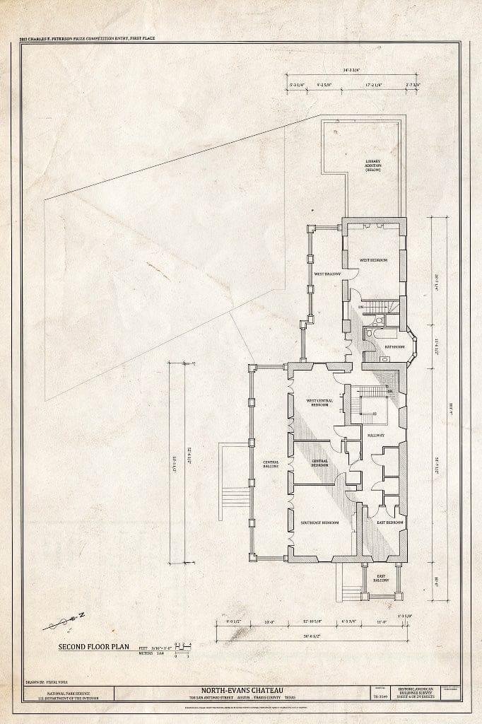 Blueprint Second Floor Plan - North-Evans Chateau, 708 San Antonio Street, Austin, Travis County, TX