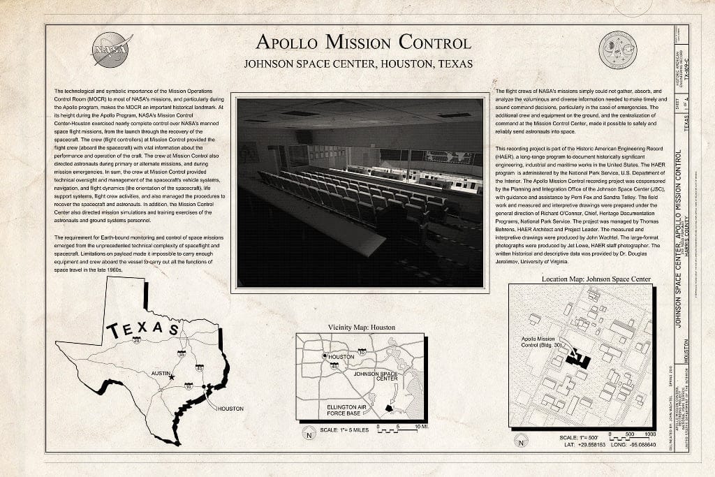 Blueprint Title Sheet - NASA Johnson Space Center, Apollo Mission Control, 2101 NASA Parkway, Houston, Harris County, TX