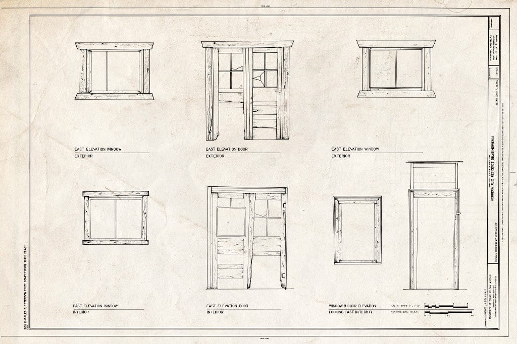 Blueprint Window and Door Details - Herrera Ruiz House, Garza's Crossing at Medina River, Somerset, Bexar County, TX
