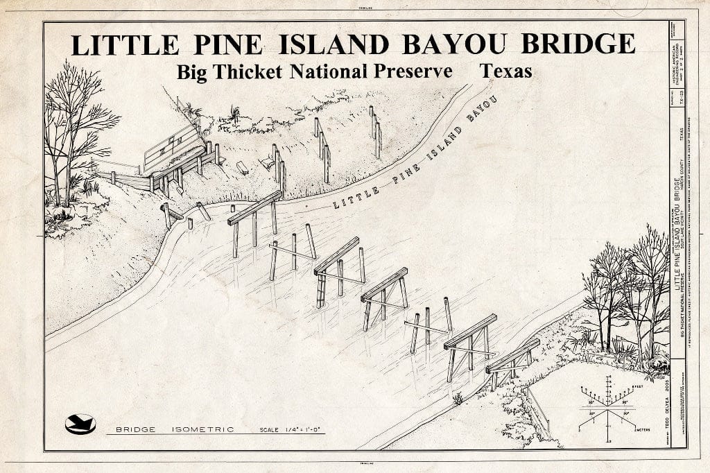 Blueprint Isometric - Little Pine Island Bayou Bridge, Spanning Little Pine Island Bayou at Lumber Road, Sour Lake, Hardin County, TX