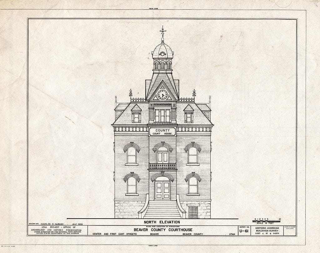 Blueprint HABS Utah,1-BEAV,1- (Sheet 4 of 8) - Beaver County Courthouse, Center & First East Streets, Beaver, Beaver County, UT