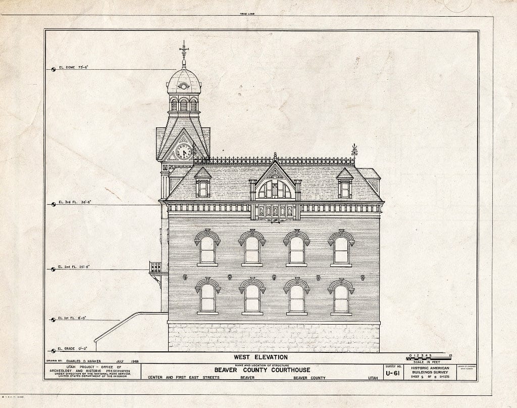 Blueprint HABS Utah,1-BEAV,1- (Sheet 5 of 8) - Beaver County Courthouse, Center & First East Streets, Beaver, Beaver County, UT