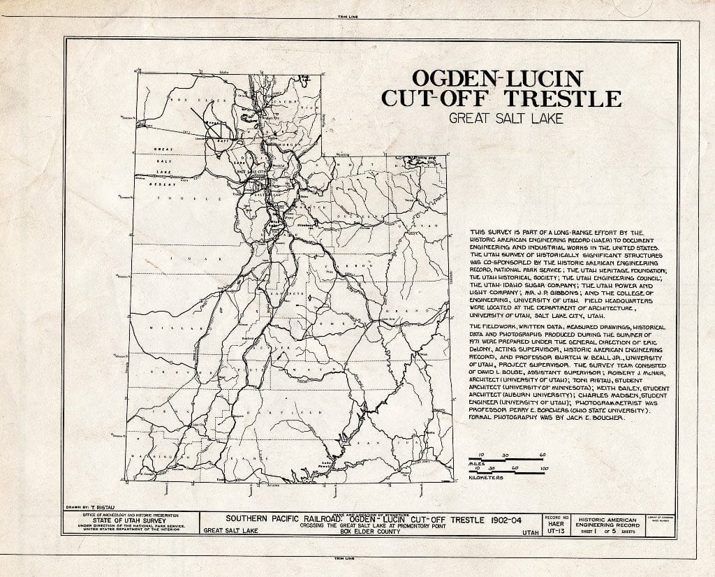 Blueprint HAER Utah,2-BRICI,3- (Sheet 1 of 5) - Southern Pacific Railroad, Ogden-Lucin Cutoff Trestle, Spanning Great Salt Lake, Brigham City, Box Elder County, UT