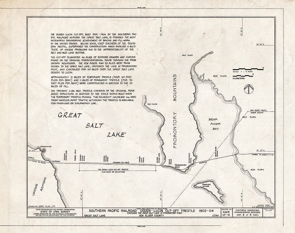 Blueprint HAER Utah,2-BRICI,3- (Sheet 2 of 5) - Southern Pacific Railroad, Ogden-Lucin Cutoff Trestle, Spanning Great Salt Lake, Brigham City, Box Elder County, UT